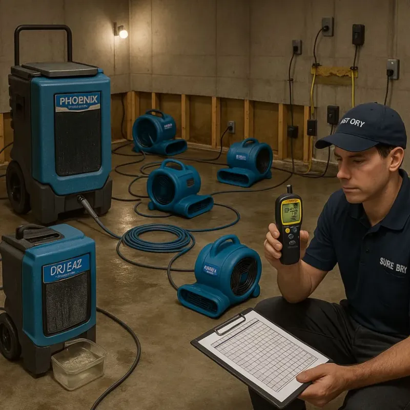 Structural Drying and Dehumidification process in Helotes, TX
